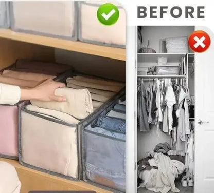 7-Grids Jeans Organizer – Non-Woven Fabric & PVC Closet Storage - JSJunoon.com