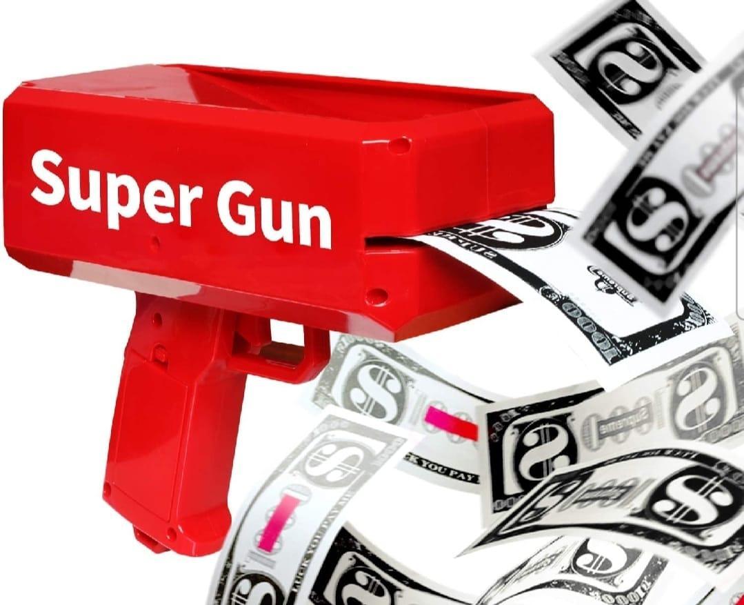 Red Money Gun Toy with 100 Pcs Play Cash – Fun Stress Relief Gift