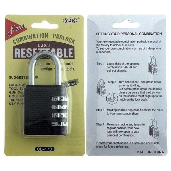 Durable Digital Combination Lock – 1 Pc Resettable Metal & Zinc Alloy Security Padlock, Black