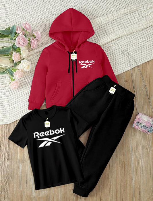 Kids Winter Collection Pack of 3 – Zipper Sweatshirt & Trouser Set | Warm Fleece Outfit (Sizes M–XXL, Ages 3–10 Years)