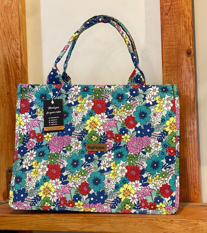 JS Junoon Girl’s Polyester Printed Tote Bag – Multicolor, Top Handle Large Handbag - JSJunoon.com