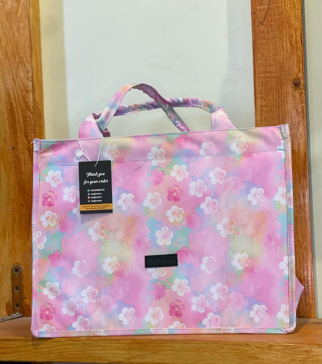 JS Junoon Girl’s Polyester Printed Tote Bag – Multicolor, Top Handle Large Handbag