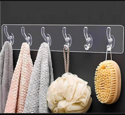 6 Pcs Transparent Wall Hanger Hooks – Durable ABS Plastic, Easy-to-Use Household Organizers - JSJunoon.com