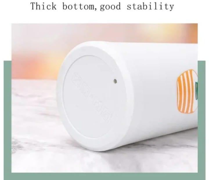 Cactus Design Insulated Water Bottle – 500ml Transparent ABS Plastic Gym Bottle, Leak-Proof & Durable | 1 Pc