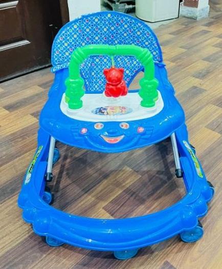 Baby Walker with U-Shape Toys Hanger – 8-Wheel Blue Kids Walker for Learning to Walk