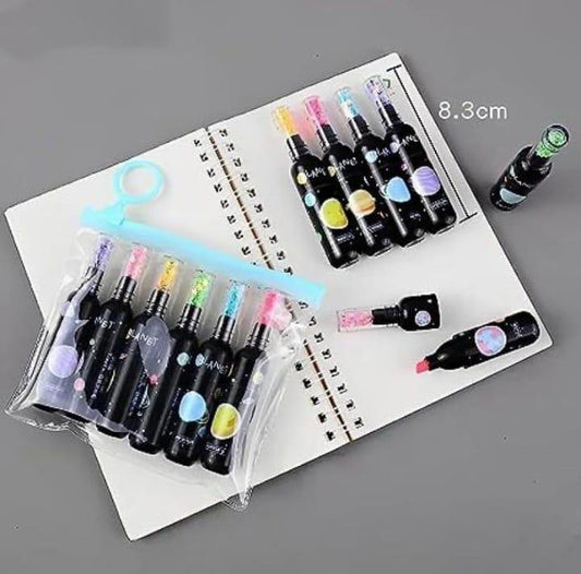 JS Junoon 6-Pcs Highlighter Pen Set – Multi-Color Plastic Pens