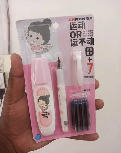 JS Junoon Lightweight Gel Pen with 7 Cartridges – Erasable Graphite Writing, 1 Pc - JSJunoon.com