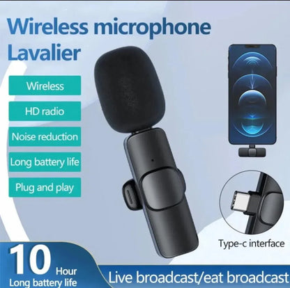 K8 Wireless 3-in-1 Noise Reduction Microphone | Bluetooth 5.0 with Type-C, Android & iOS Receivers – Black - JSJunoon.com