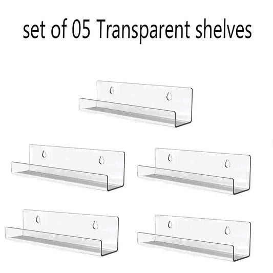 DIY Acrylic Wall Shelves – Set of 5 Multicolor Decorative Storage Racks, Easy Install