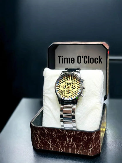 JS JUNOON Men's Silver Analogue Watch – Stainless Steel, Round 37mm Case, Stylish & Durable, 1 Pc - JSJunoon.com