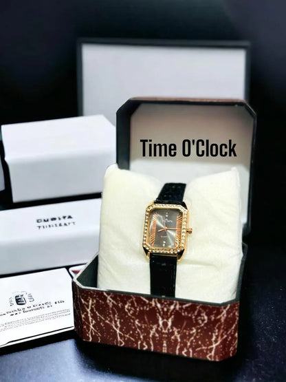 JS Junoon Women’s Analogue Quartz Watch – Square Dial, Leather Strap - JSJunoon.com