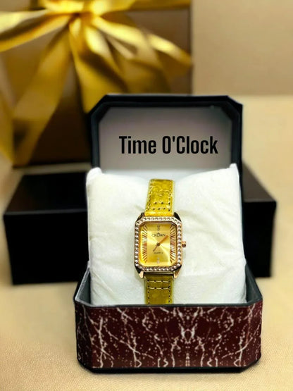 JS Junoon Women’s Analogue Quartz Watch – Square Dial, Leather Strap - JSJunoon.com