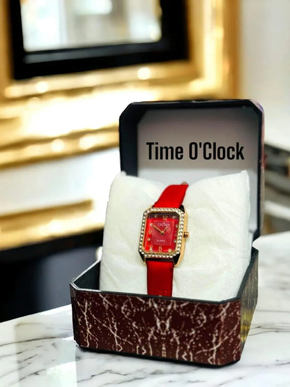 JS Junoon Women’s Analogue Quartz Watch – Square Dial, Leather Strap - JSJunoon.com