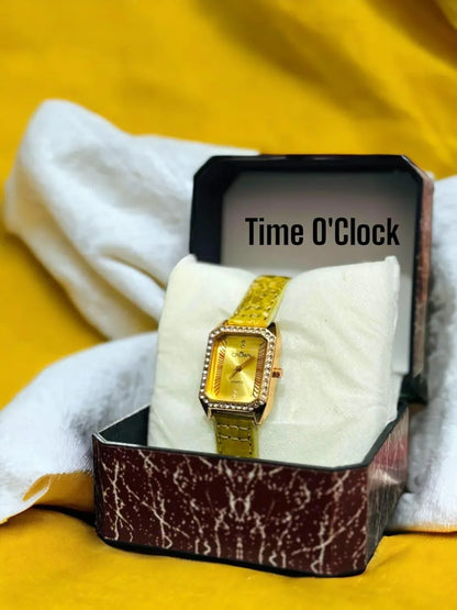 JS Junoon Women’s Analogue Quartz Watch – Square Dial, Leather Strap - JSJunoon.com