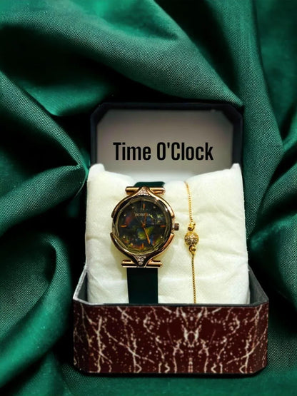 JS Junoon Women’s Analogue Quartz Watch – Round Dial 37mm, Leather Strap - JSJunoon.com