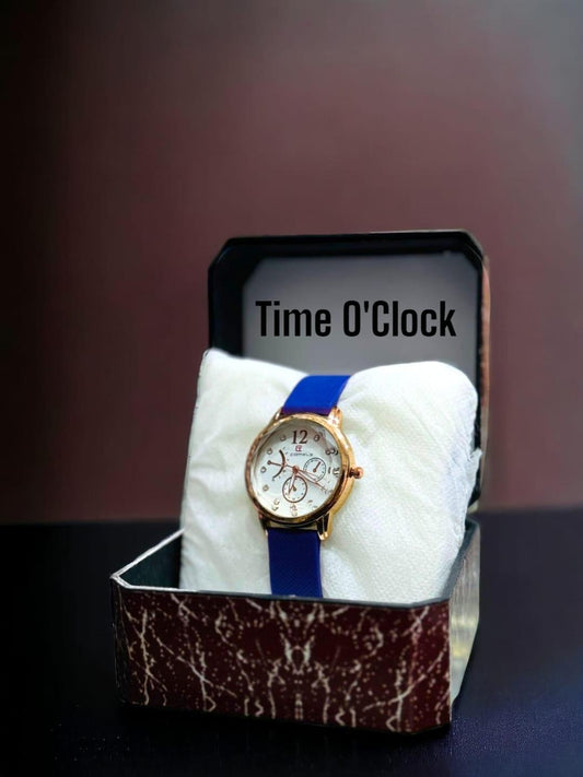 JS Junoon Women’s Analogue Leather Strap Watch – Round Dial Quartz Movement