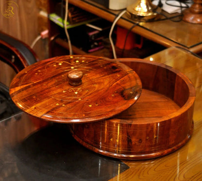 JS Junoon Deal-5 | Handcrafted Wooden Hotpot (Without Steel Bowl) + Lightweight Tray Set of 3 + Wooden Roti Maker – Traditional Kitchenware Combo - JSJunoon.com