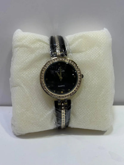 JS Junoon Women’s Bracelet Watch – Black Stainless Steel Chain Strap, Elegant Design - JSJunoon.com