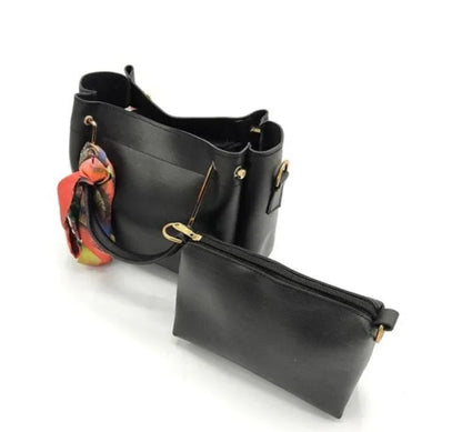 Women’s 2 Pcs PU Leather Handbag Set – Large Tote with Matching Pouch - JSJunoon.com