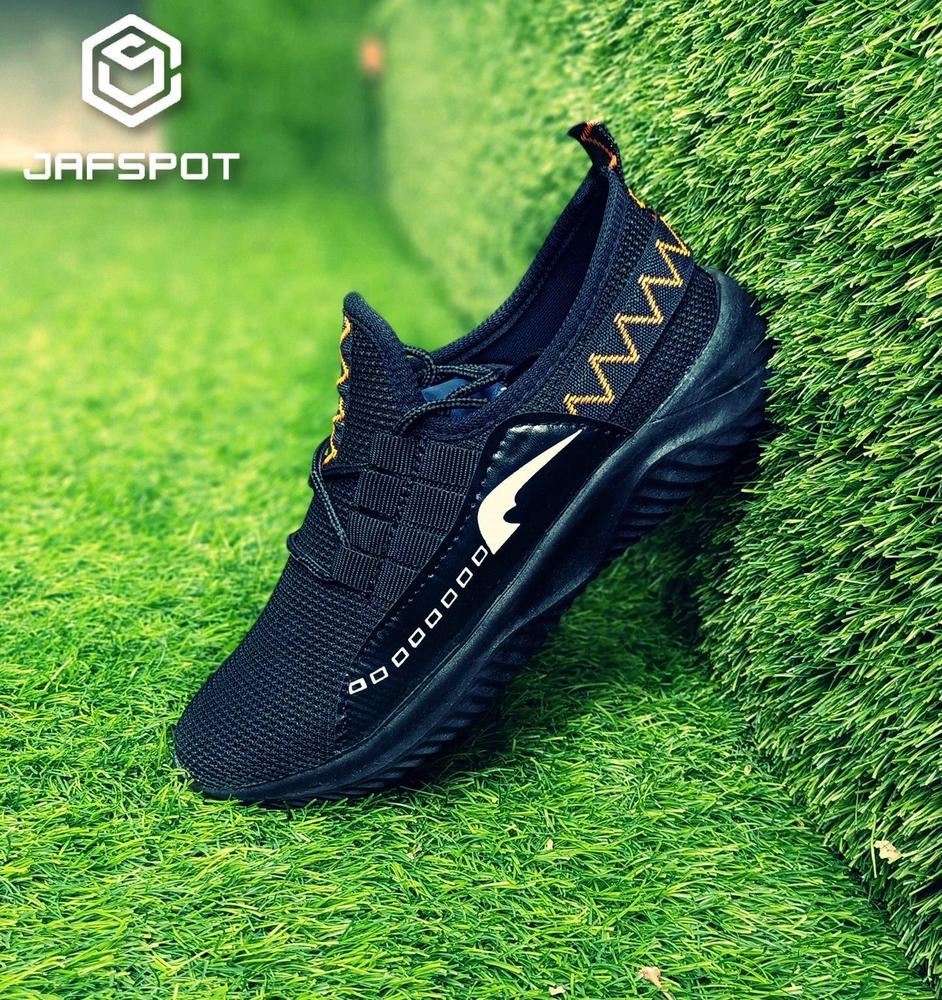 JS Junoon Men's Running & Walking Casual Shoes – Breathable Mesh Sneakers JF015 (Black)