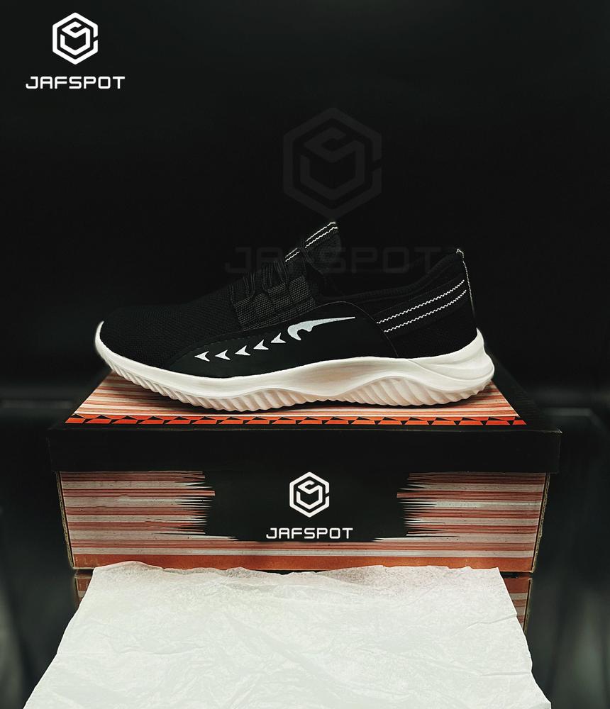 JS Junoon Men's Fashion Tennis White Shoes – Breathable Mesh Casual Sneakers JF016 (Black)