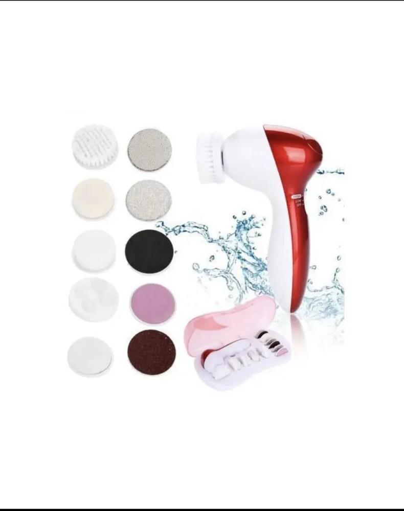 Multifunctional Facial Cleaner Massager – 11-in-1 Portable Beauty Device with Brushes, Buffers & Sponges