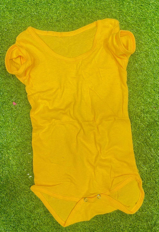 Baby Cotton Plain Romper Set – Soft & Comfortable Outfit for Boys and Girls (6–14 Months, Yellow)