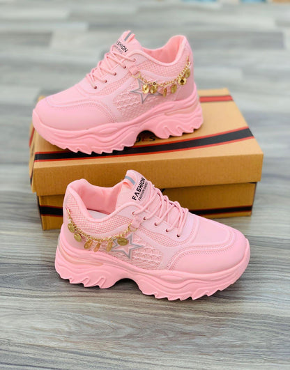 JS Junoon Women’s High Soul Premium Shoes – Pink & White – Sizes 6–11 - JSJunoon.com