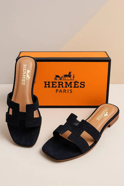 Hermes Women’s Stone Flat Sandals – Elegant Casual Footwear – Sizes 6–11 - JSJunoon.com