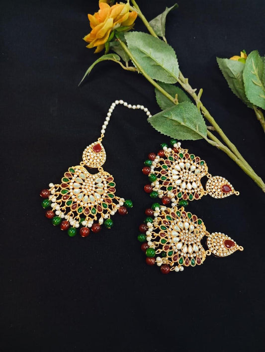 JS Junoon Women’s Bindiya And Set – 2 Pcs Multicolor Adjustable Jewelry