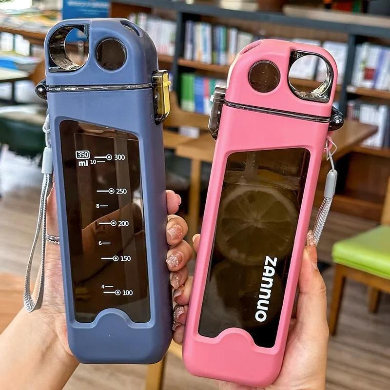 JS JUNOON Transparent Insulated Water Bottle 350ml – Gym Ready, ABS Plastic