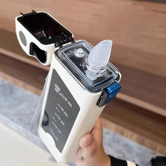 JS JUNOON Transparent Insulated Water Bottle 350ml – Gym Ready, ABS Plastic