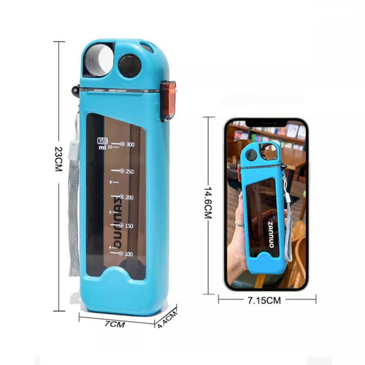 JS JUNOON Transparent Insulated Water Bottle 350ml – Gym Ready, ABS Plastic