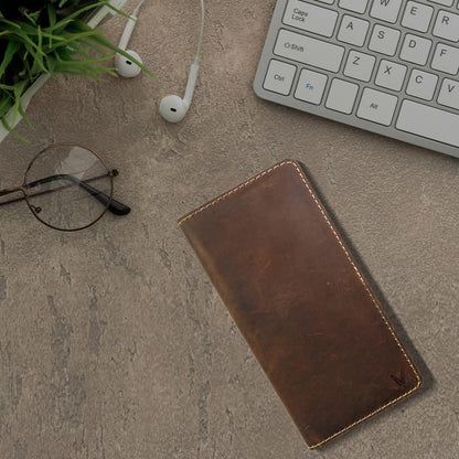 JS JUNOON Men's Premium Brown Leather Bi-Fold Wallet – Slim, Stylish, RFID Protected & Burnished Finish, 1 Pc - JSJunoon.com