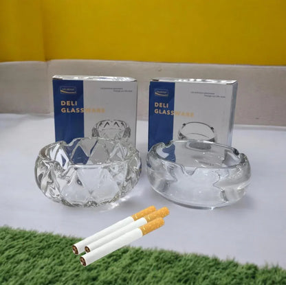 Durable Self-Extinguishing Ashtray – 2 Pcs Transparent White Set, Easy to Clean & Long-Lasting ABS Plastic - JSJunoon.com