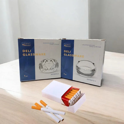 Durable Self-Extinguishing Ashtray – 2 Pcs Transparent White Set, Easy to Clean & Long-Lasting ABS Plastic - JSJunoon.com