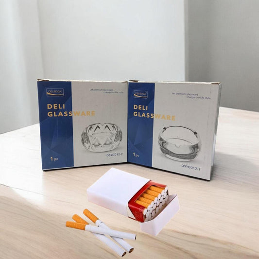 Durable Self-Extinguishing Ashtray – 2 Pcs Transparent White Set, Easy to Clean & Long-Lasting ABS Plastic