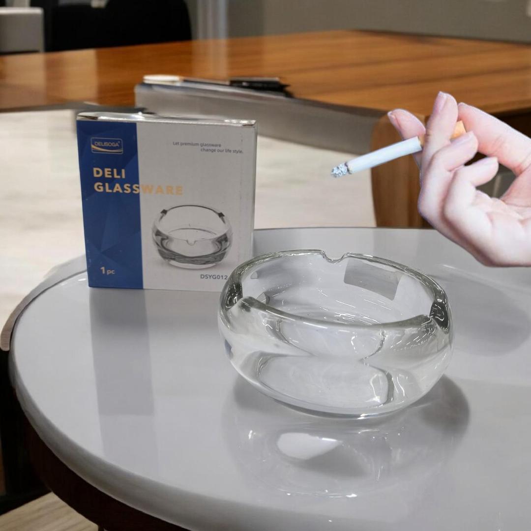 Durable Self-Extinguishing Ashtray – 2 Pcs Transparent White Set, Easy to Clean & Long-Lasting ABS Plastic