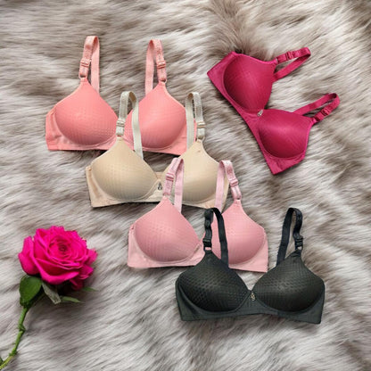 JS JUNOON Silk Plain Comfortable & Lightweight Padded Bra – Push-Up, Wireless, Multicolor - JSJunoon.com