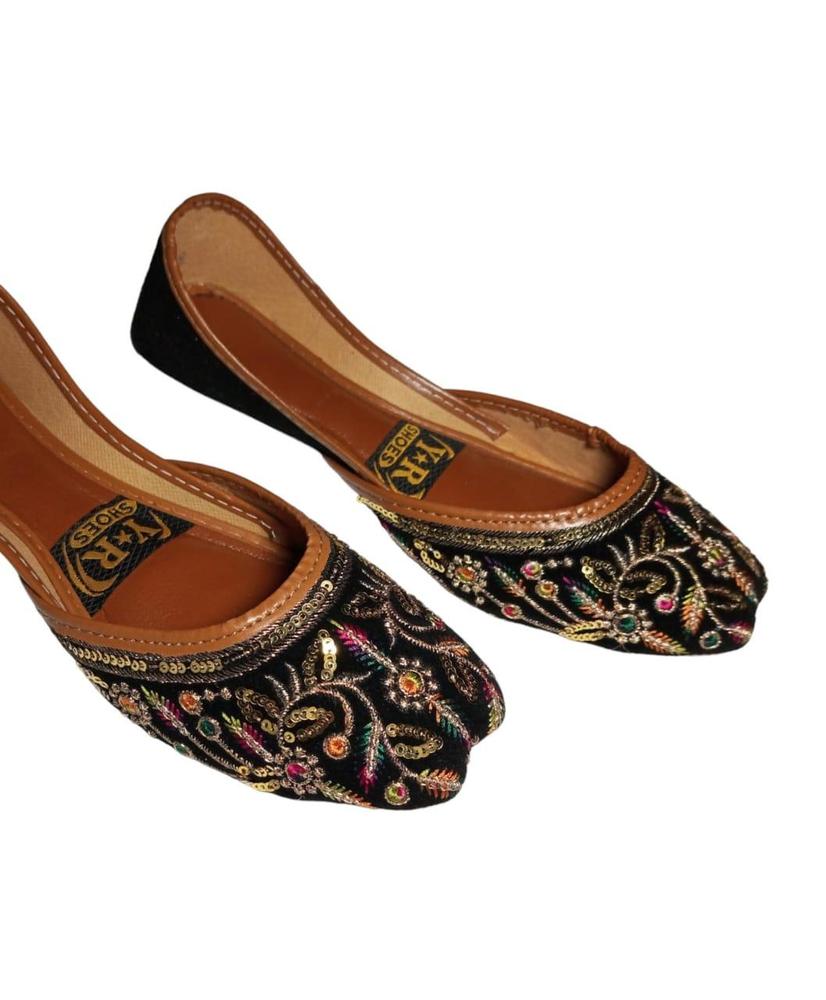 JS Junoon Women’s Embroidered Fabric Fancy Khussa – Traditional Ethnic Footwear