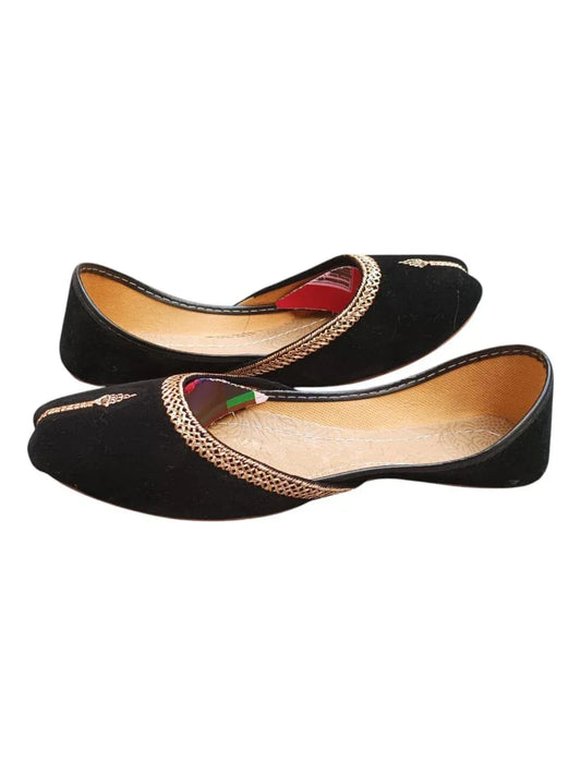 Stylish Velvet Women's Khussa with Elegant Thread Work – Comfortable Casual Footwear (Sizes 5–10) - JSJunoon.com