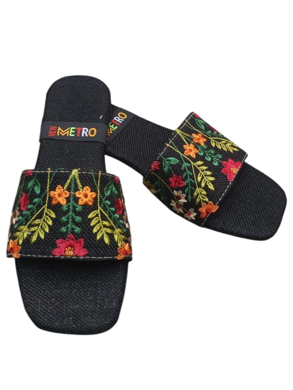 JS JUNOON -  Women's Jute Embroidered Formal Flats – Red, Black, Maroon