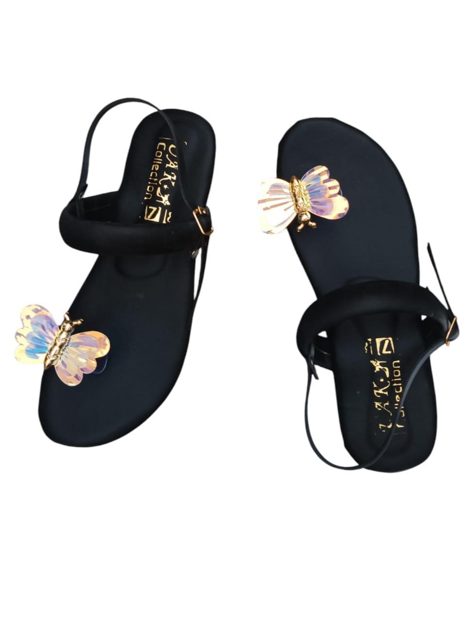JS Junoon Stylish Women’s Fancy Black Fabric Kolhapuri Chappal – Sizes 6–10
