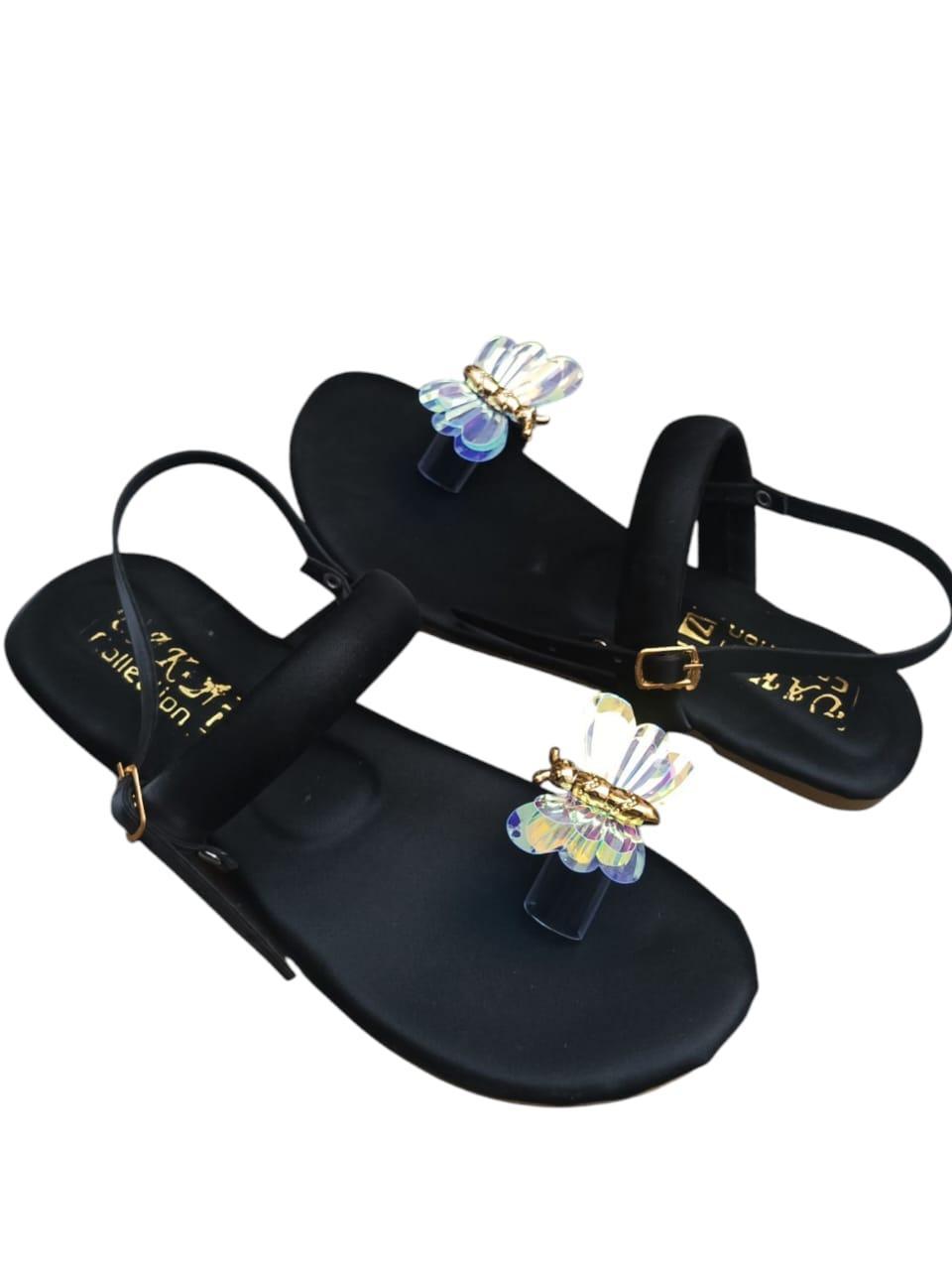 JS Junoon Stylish Women’s Fancy Black Fabric Kolhapuri Chappal – Sizes 6–10