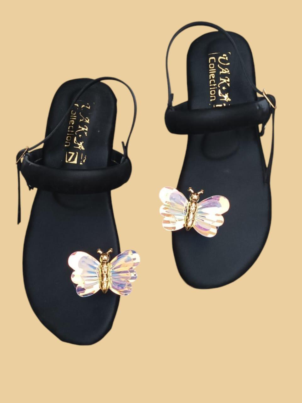 JS Junoon Stylish Women’s Fancy Black Fabric Kolhapuri Chappal – Sizes 6–10