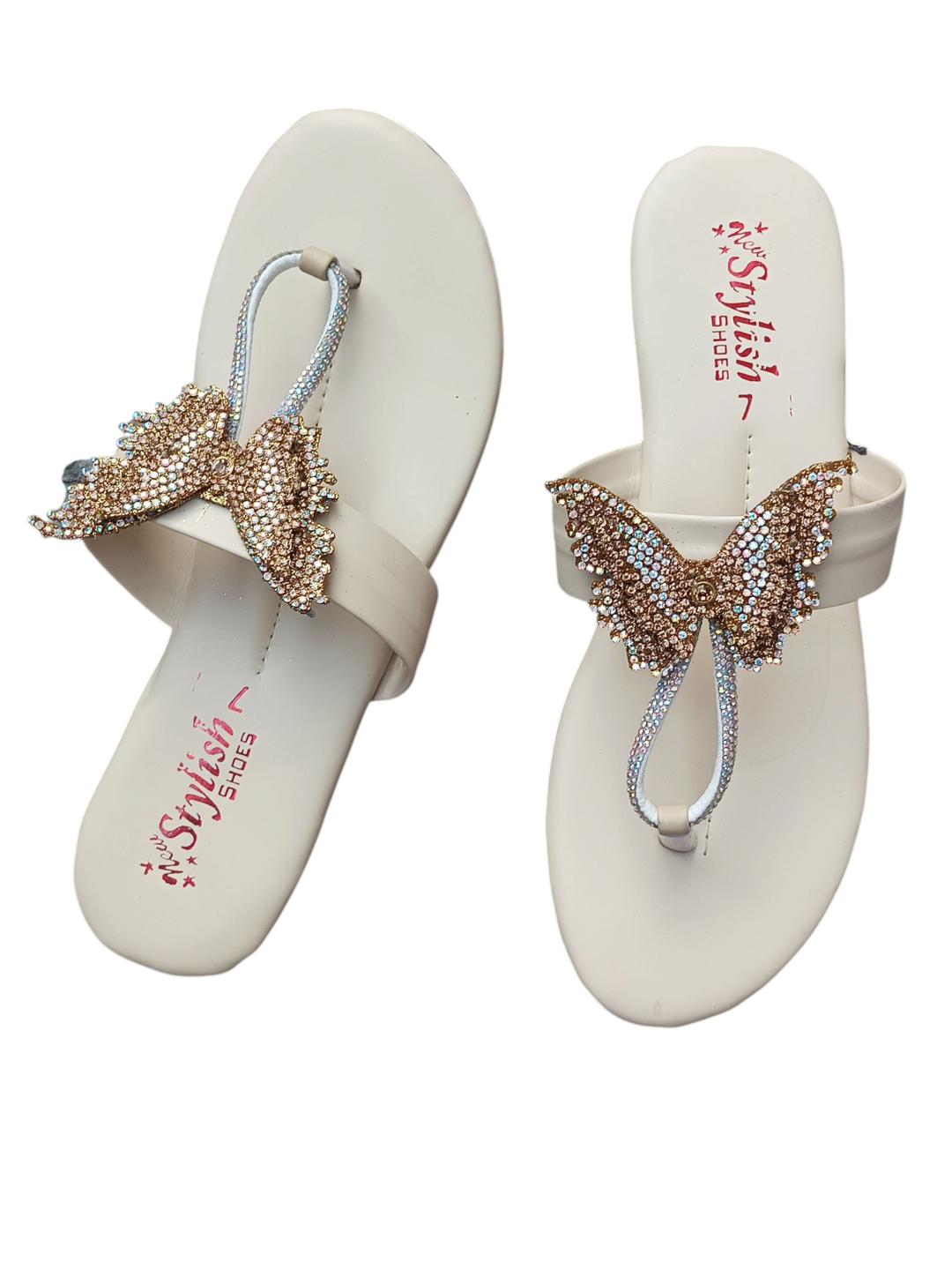 JS Junoon Women’s Rexine Casual Flats – Off White – Sizes 6–10