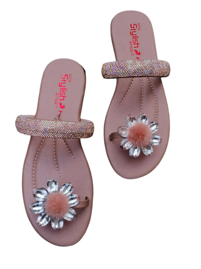 JS Junoon Women's Satin Semi-Formal Gemstone Flats - JSJunoon.com
