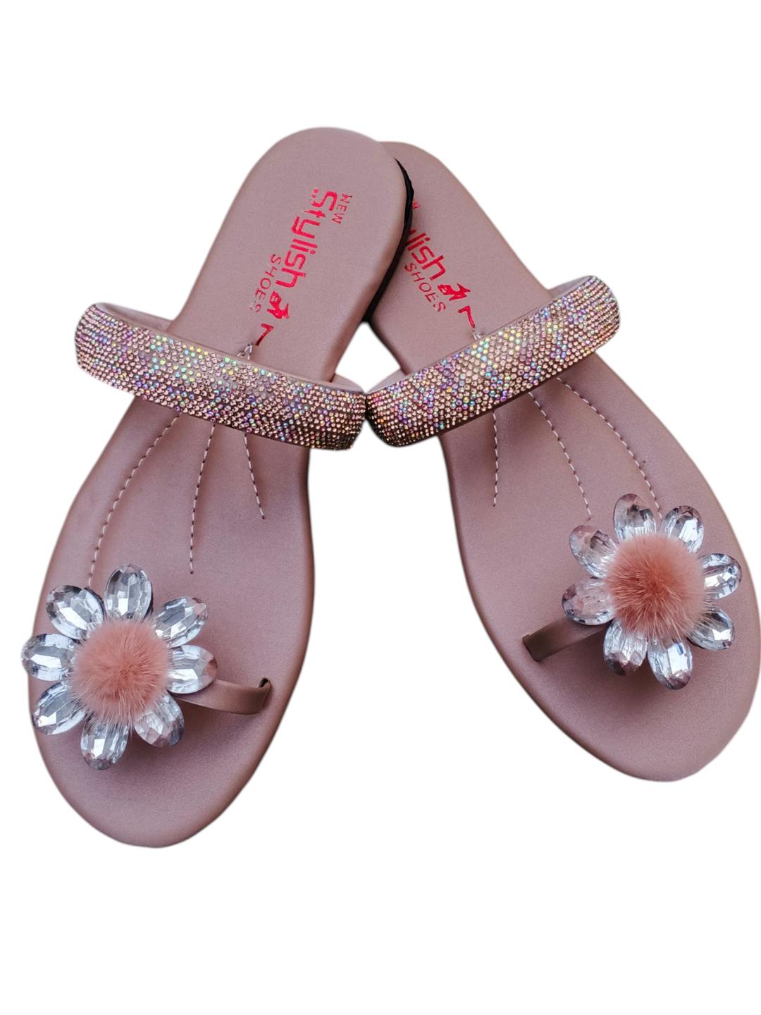 JS Junoon Women's Satin Semi-Formal Gemstone Flats