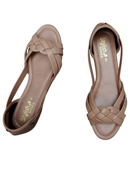 JS Junoon Women’s Satin Casual Sandals – Brown, Comfortable Everyday Footwear - JSJunoon.com