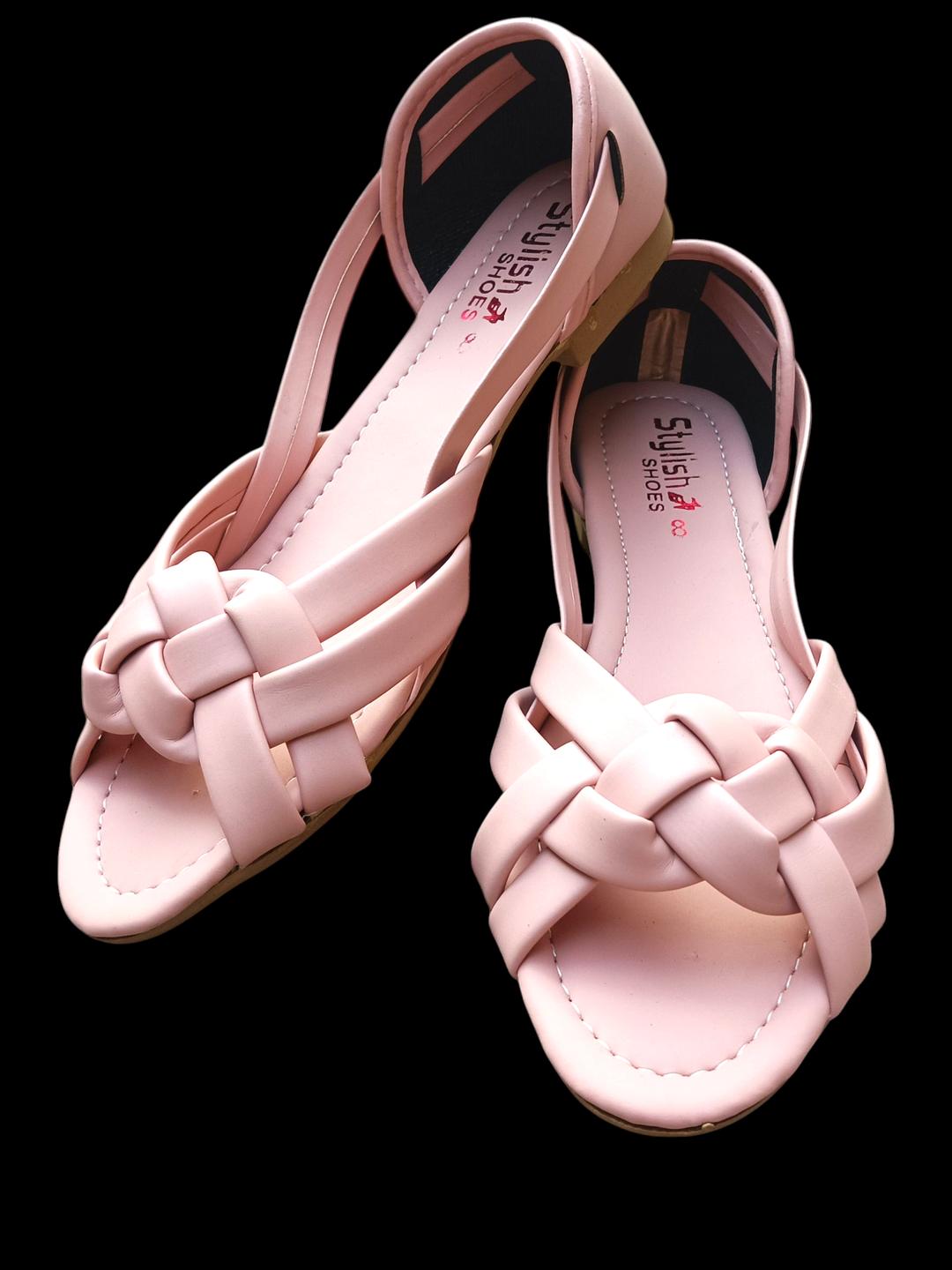 JS Junoon Women’s Semi-Formal Pink Rexine Sandals – Durable & Stylish – Sizes 6–10